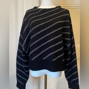 All Saints Metallic Stripe Alpaca Wool Luxe Sweater Large Oversized NWT